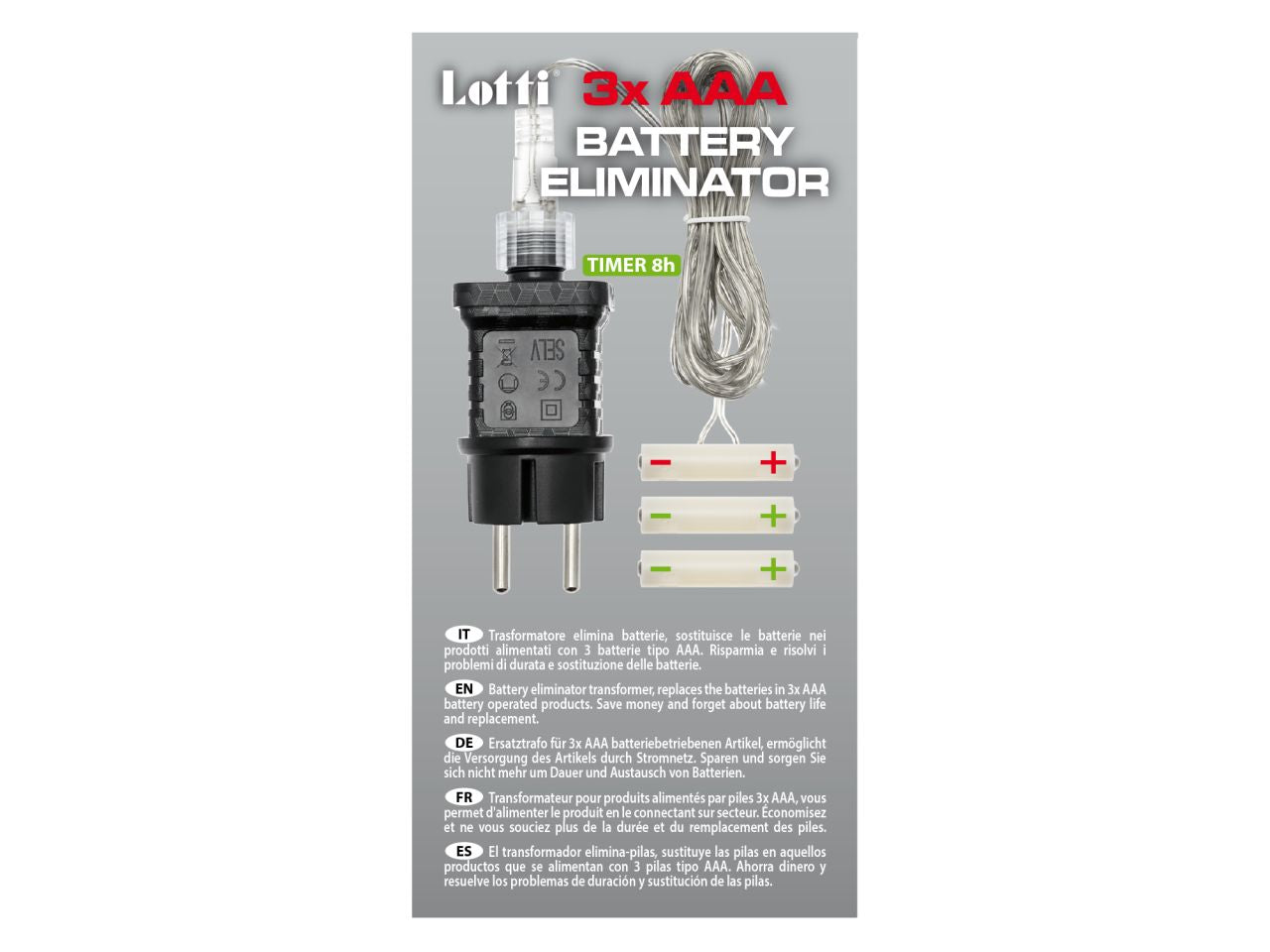 Trasformatore opzionale battery eliminator per prodotti a batteria 3x aaa per uso interno