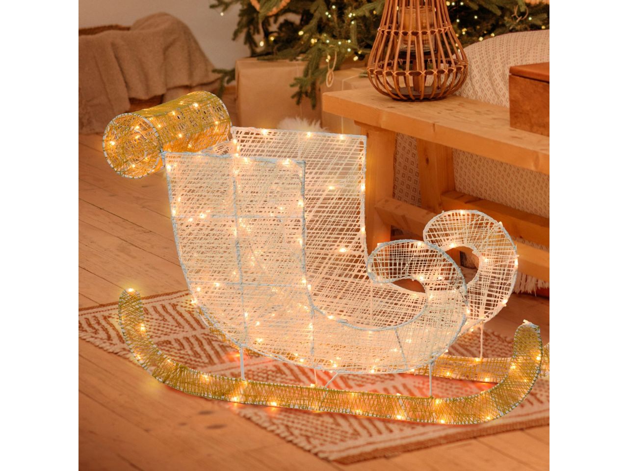 Slitta 3D 77x30xh.54cm con 180led bianco luce fissa per uso interno/esterno IP44