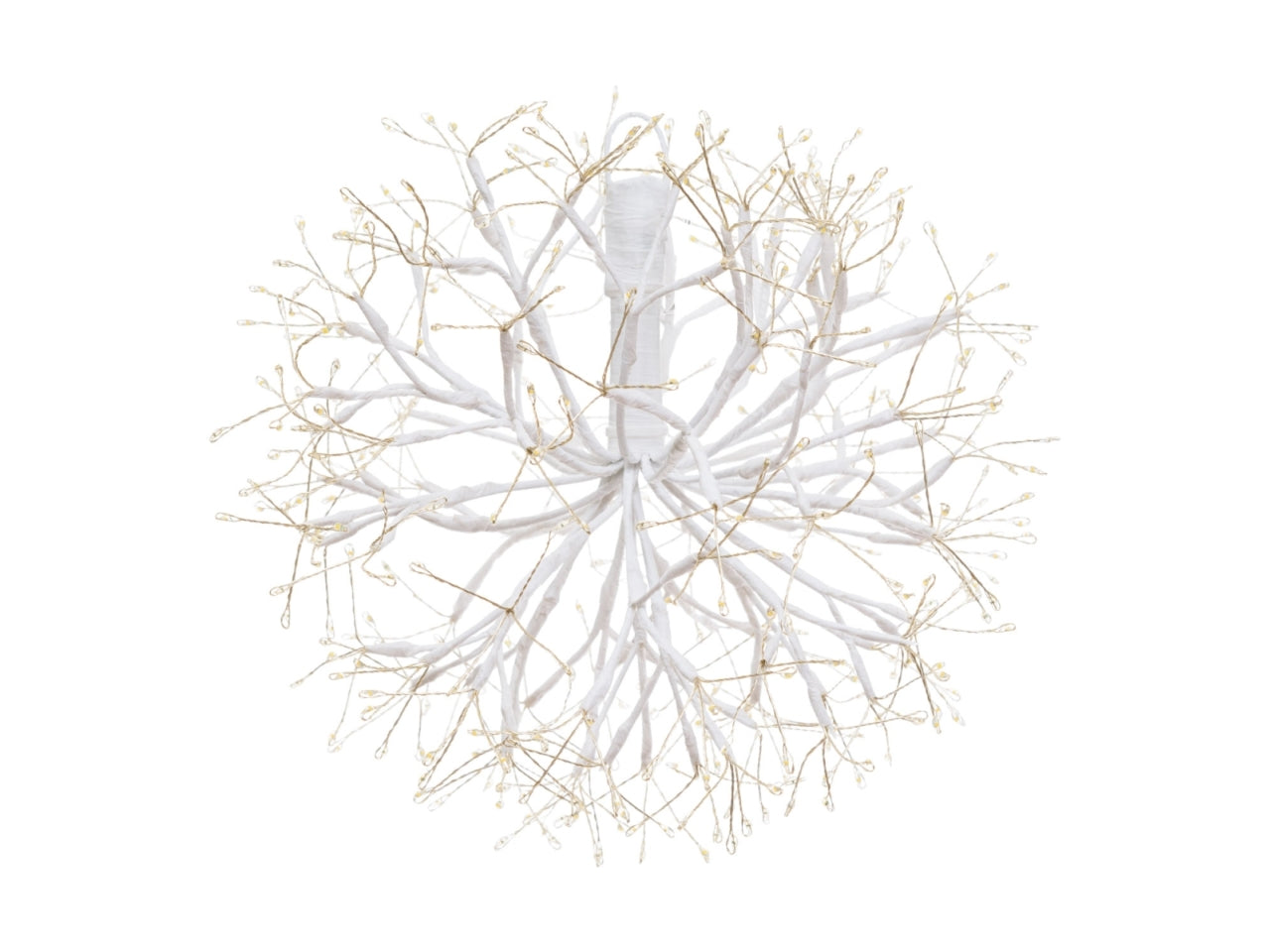 Sfera riccio 30cm ramo bianco a ciuffi 384microled bianco caldo e gioco di luce flashled diamond per interno/esterno IP44
