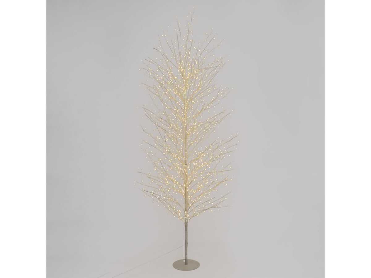 Albero tiglio 230cm ramo champagne diametro 115cm con 15600microled bianco caldo e giochi di luce automatico flashled diamond per uso interno/esterno IP44