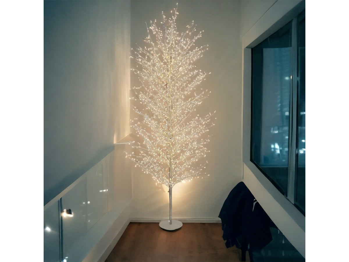 Albero tiglio 230cm ramo champagne diametro 115cm con 15600microled bianco caldo e giochi di luce automatico flashled diamond per uso interno/esterno IP44