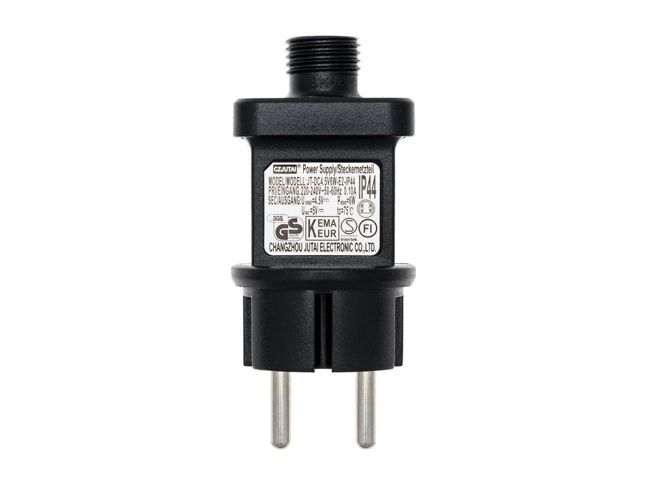 Ricambio trasformatore opzionale con spina europea ip44 (cee7/4), uscita 4,5v dc max 6w 
wattaggio: 6 watt - modello: 4,5v
