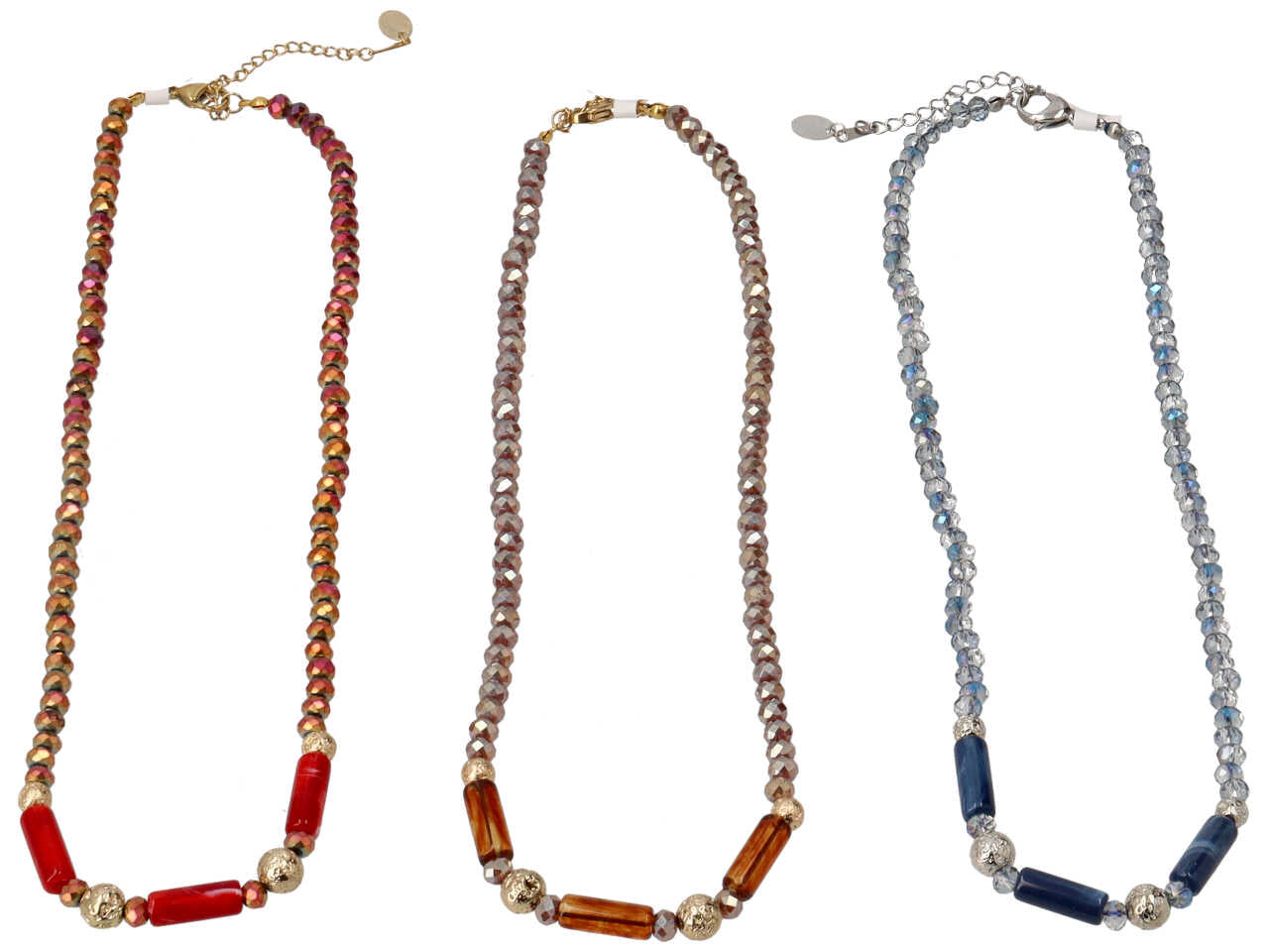 Collana in resina piu' cristallo piu' ematite