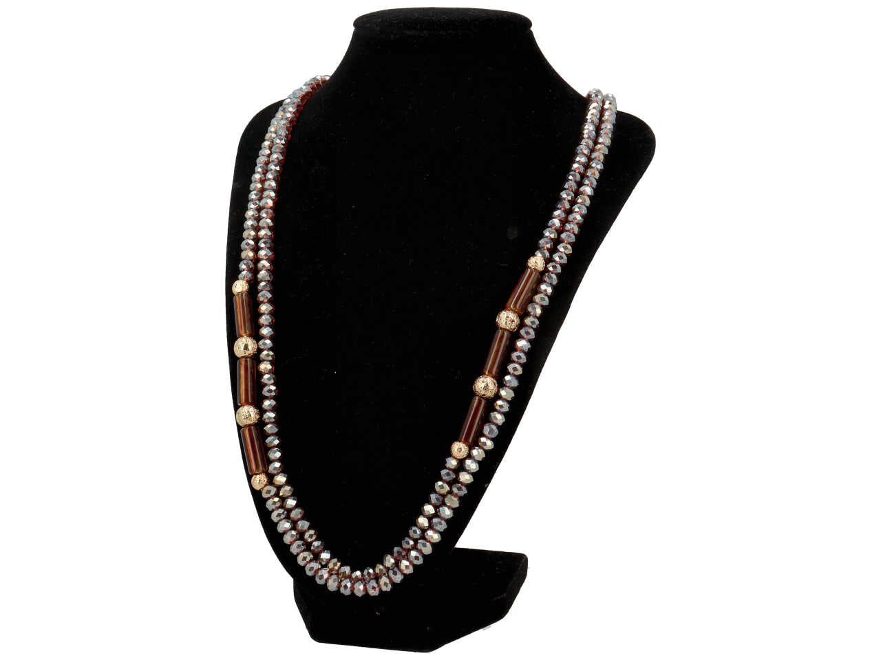 Collana in resina piu' cristallo piu' ematite