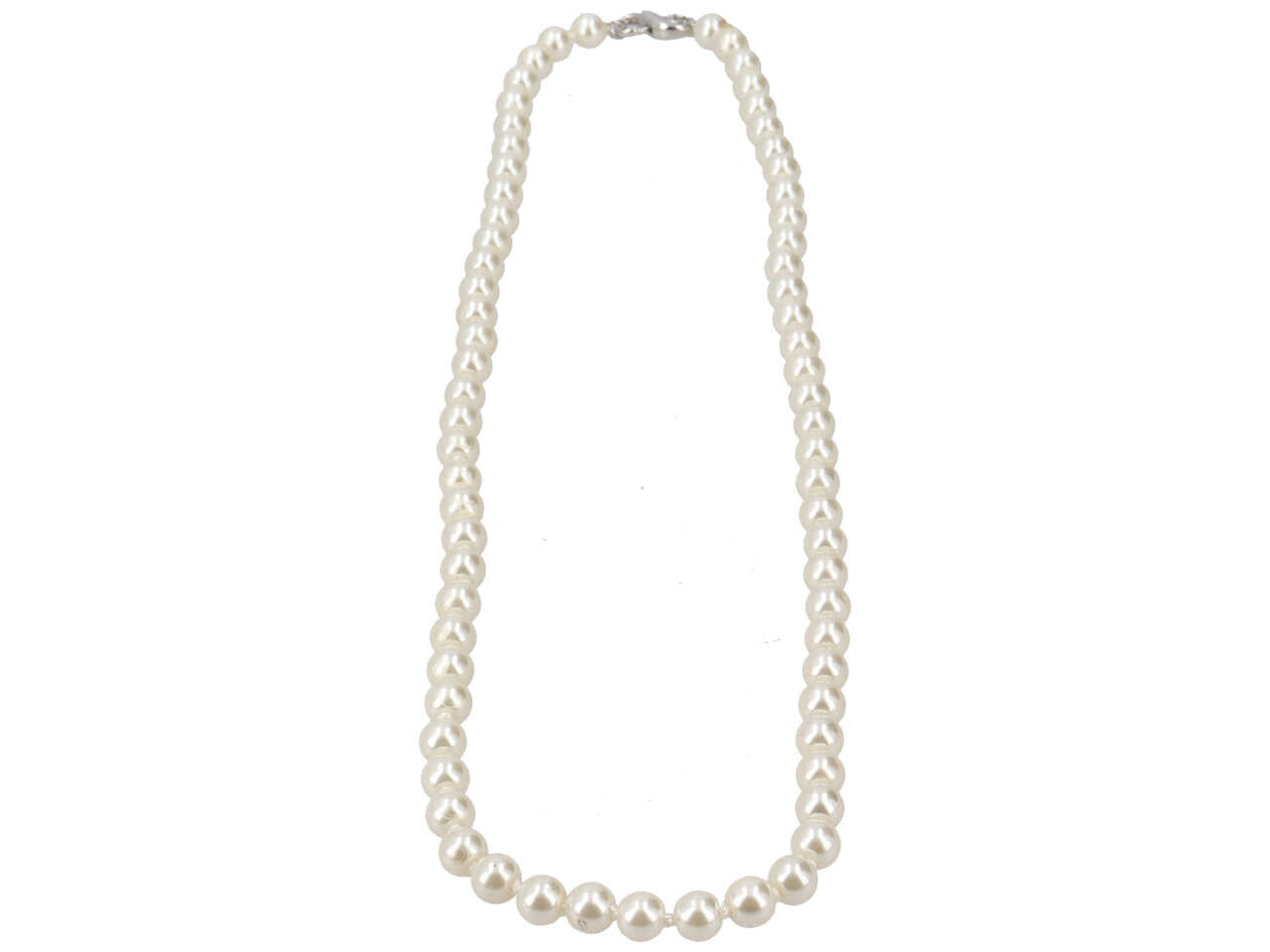Collana perla di diametro 8mm in vetro piu' chiusura in metallo