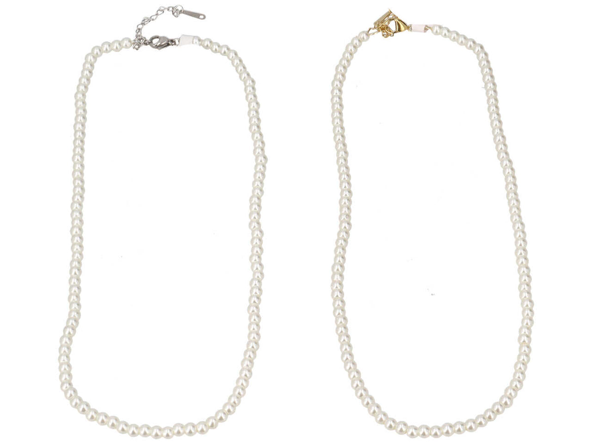 Collana perla vetro 4mmx40cm con chiusura in acciaio