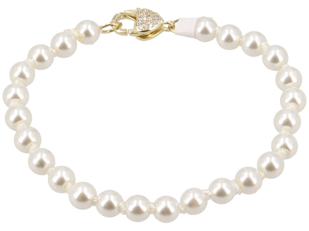 Bracciale con perla, chiusura in rame e zirconi