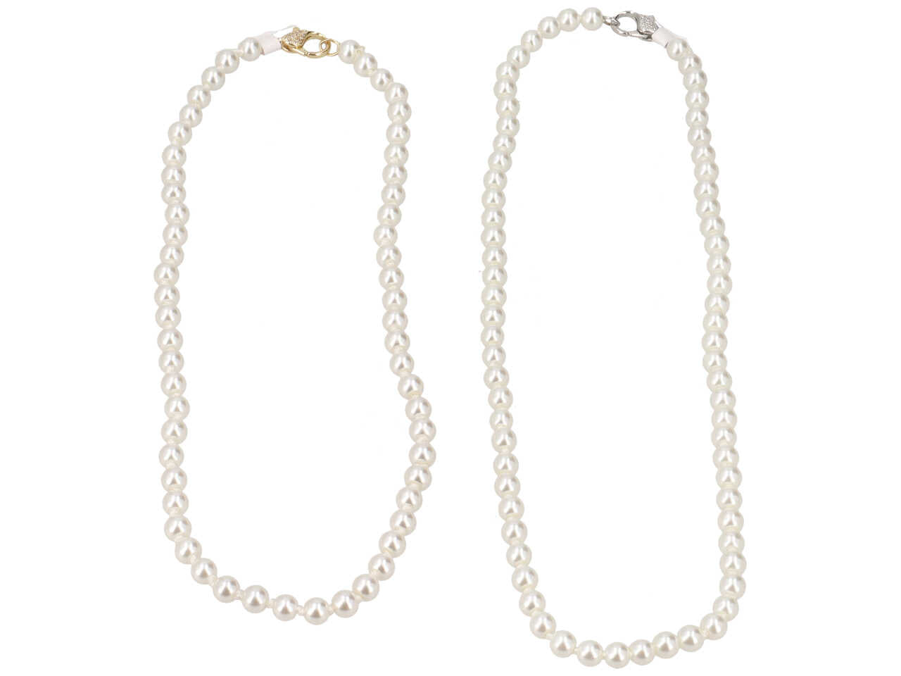Collana con perla, chiusura in rame e zirconi