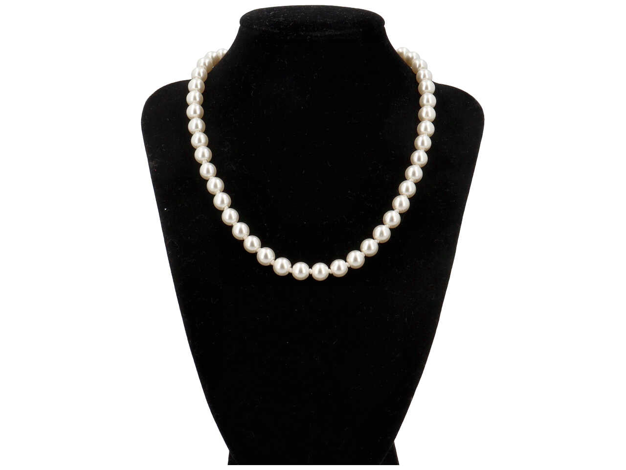 Collana con perla 8mm 45cm con chiusura in metallo e zirconi