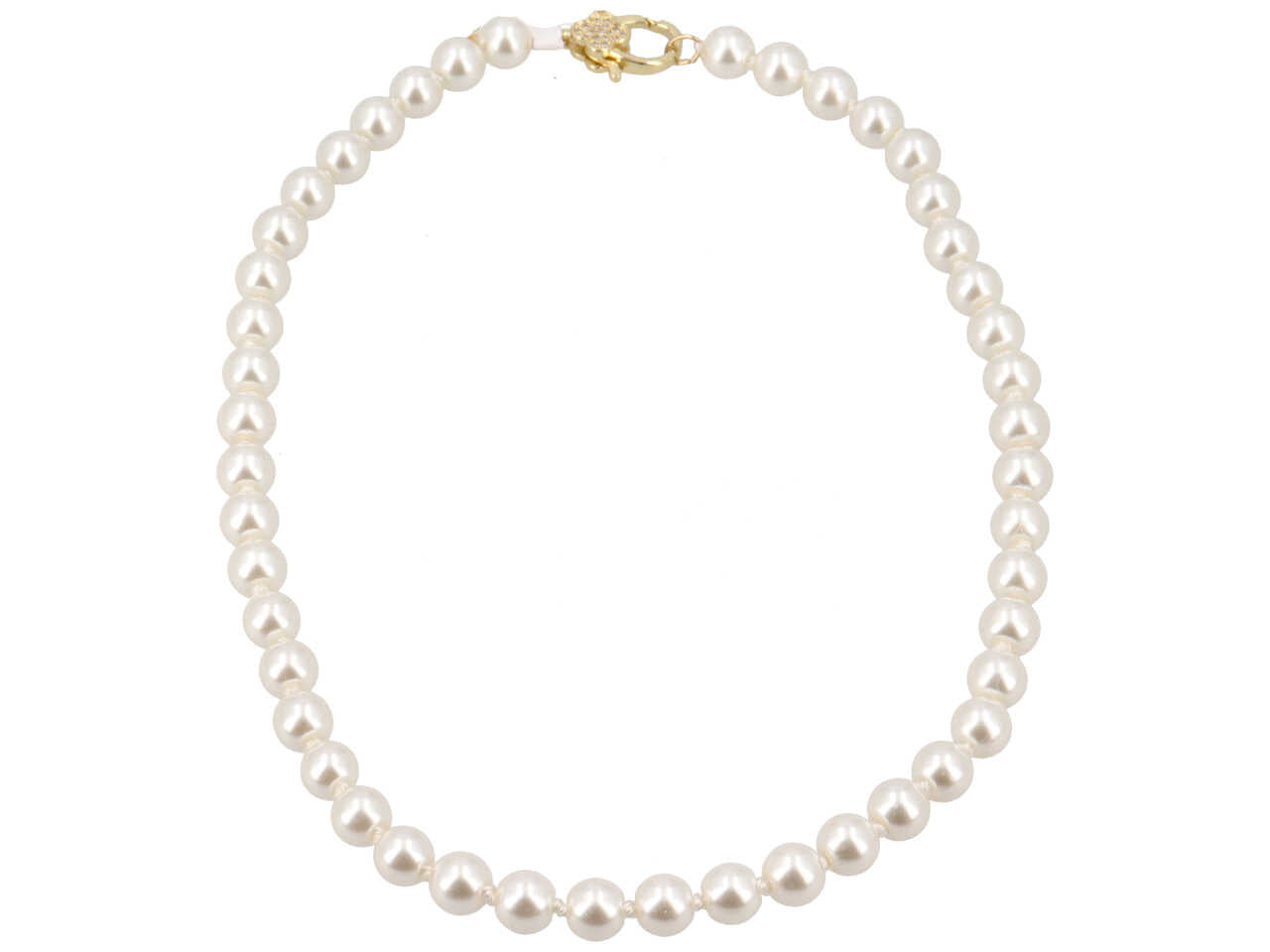 Collana con perla 8mm 45cm con chiusura in metallo e zirconi
