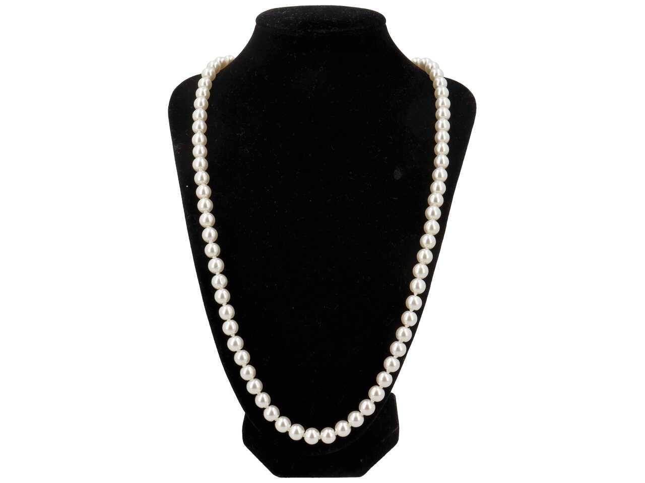 Collana con perla 8mm 60cm con chiusura in metallo e zirconi