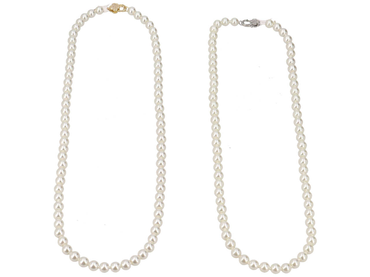 Collana con perla 8mm 60cm con chiusura in metallo e zirconi