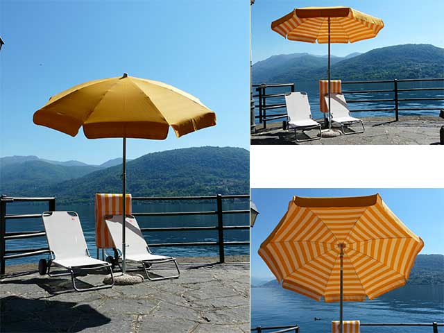 Ombrellone da spiaggia rigato bianco giallo 100/8/33cm