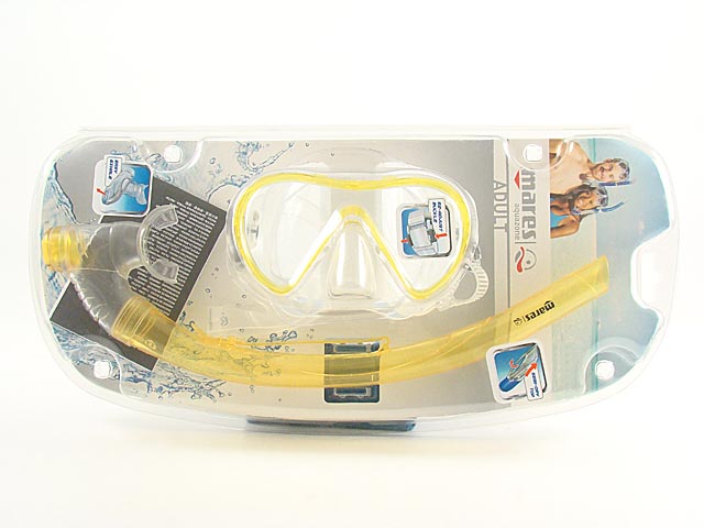 Maschera e boccaglio Combo Stream per adulti giallo