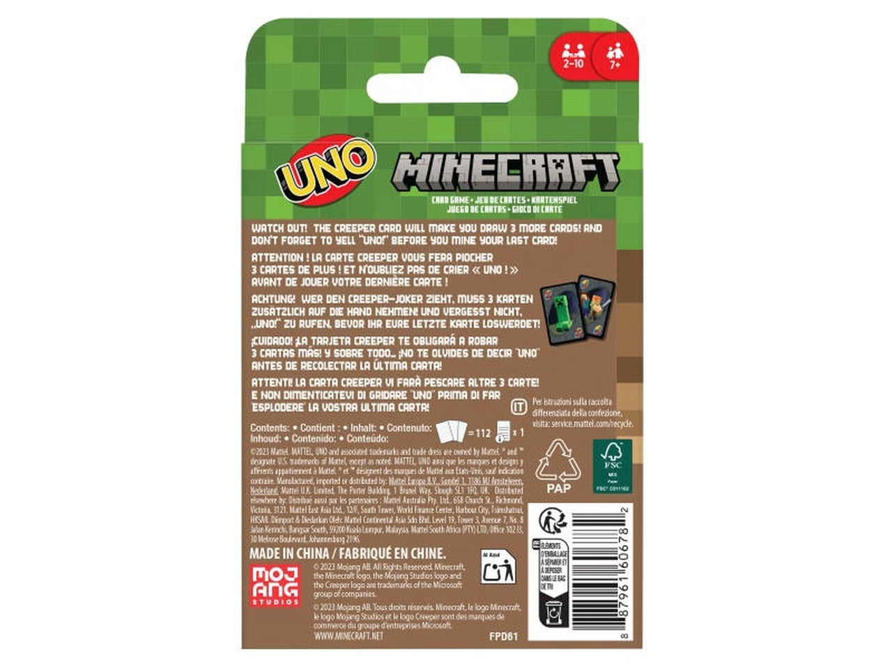 Gioco uno licensed minecraft fpd61-9568