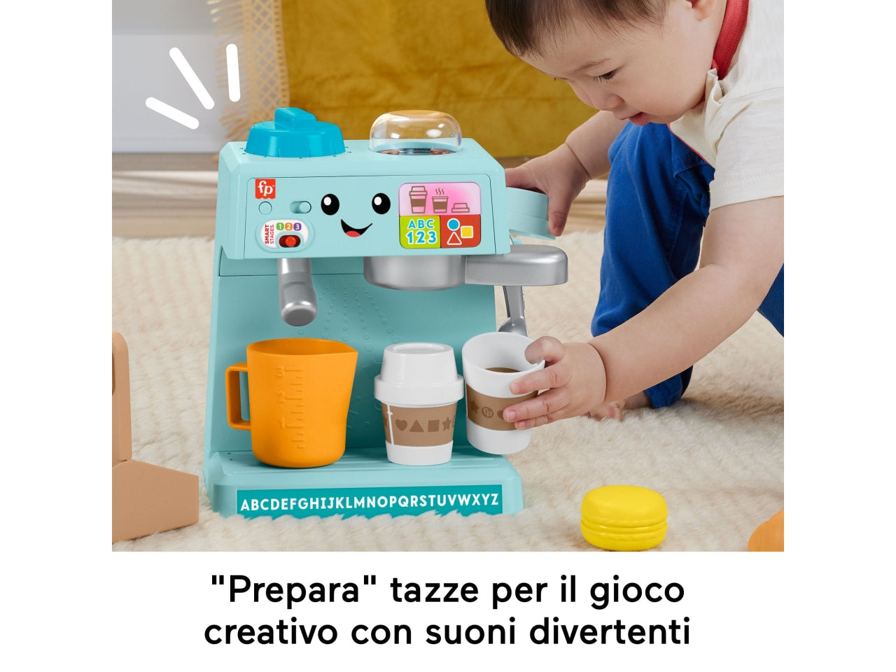 Fisher-Price - La Mia Prima Macchinetta del CaffÃ¨ set Smart Stages per l'apprendimento con pulsanti musica e suoni 2 tazze e 8 accessori inclusi giocattolo per bambini 18+ mesi HYT02