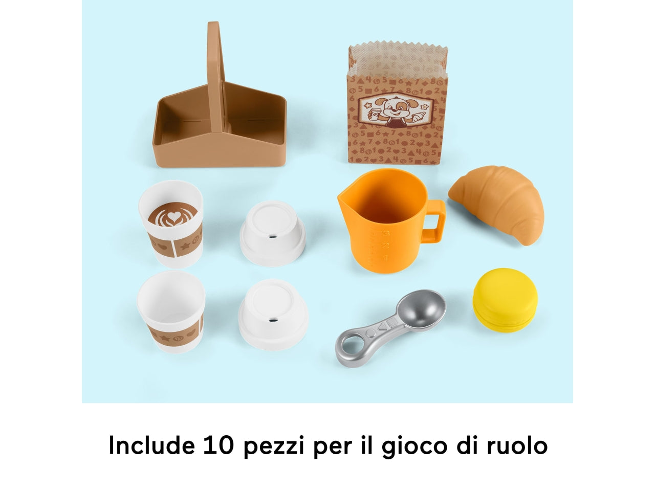 Fisher-Price - La Mia Prima Macchinetta del CaffÃ¨ set Smart Stages per l'apprendimento con pulsanti musica e suoni 2 tazze e 8 accessori inclusi giocattolo per bambini 18+ mesi HYT02