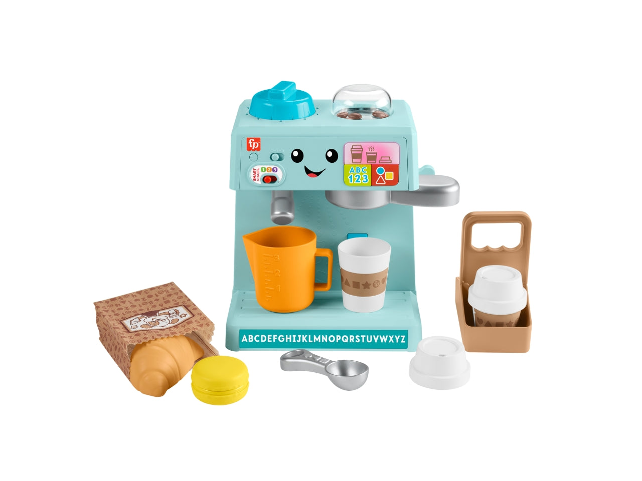 Fisher-Price - La Mia Prima Macchinetta del CaffÃ¨ set Smart Stages per l'apprendimento con pulsanti musica e suoni 2 tazze e 8 accessori inclusi giocattolo per bambini 18+ mesi HYT02