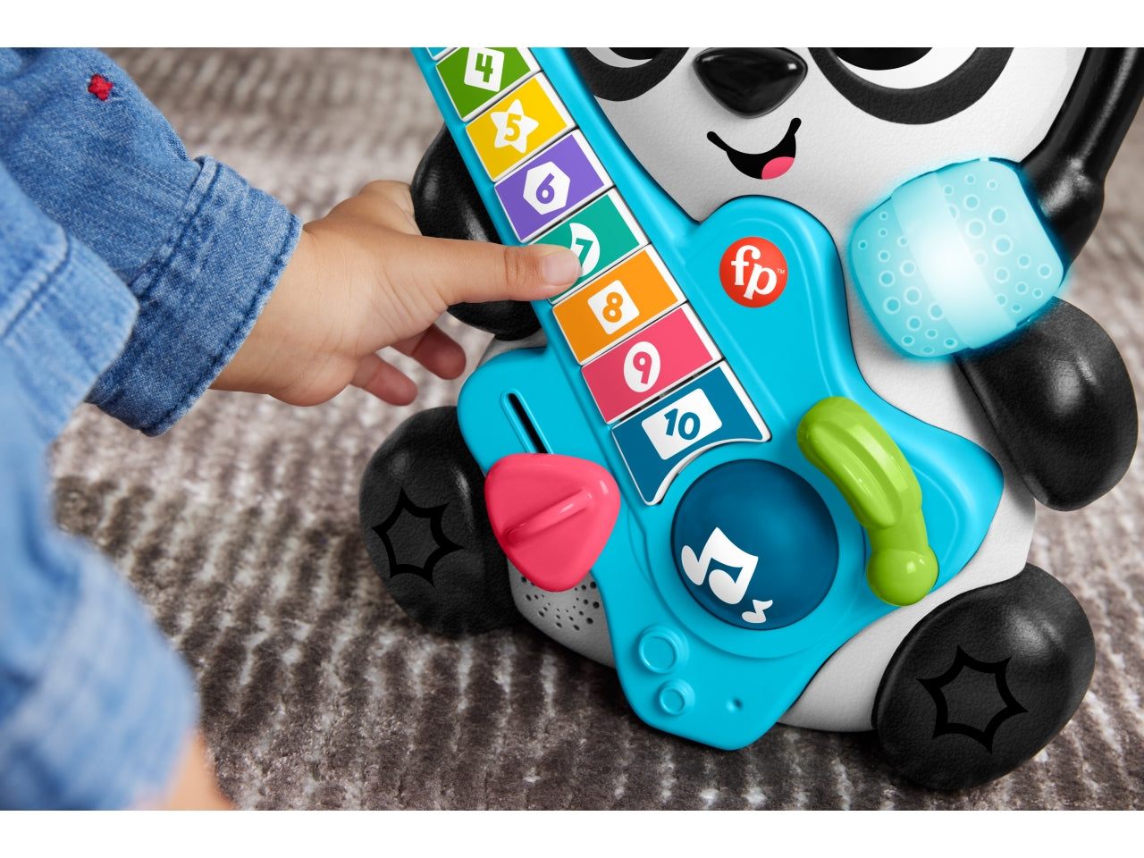 Fisher- Price Animal Band - Gina la Pandina Impariamo a Contare panda interattivo per l'apprendimento con 10 tasti e 70 canzoni luci suoni e microfono giocattolo per bambini 9+ mesi HYL03