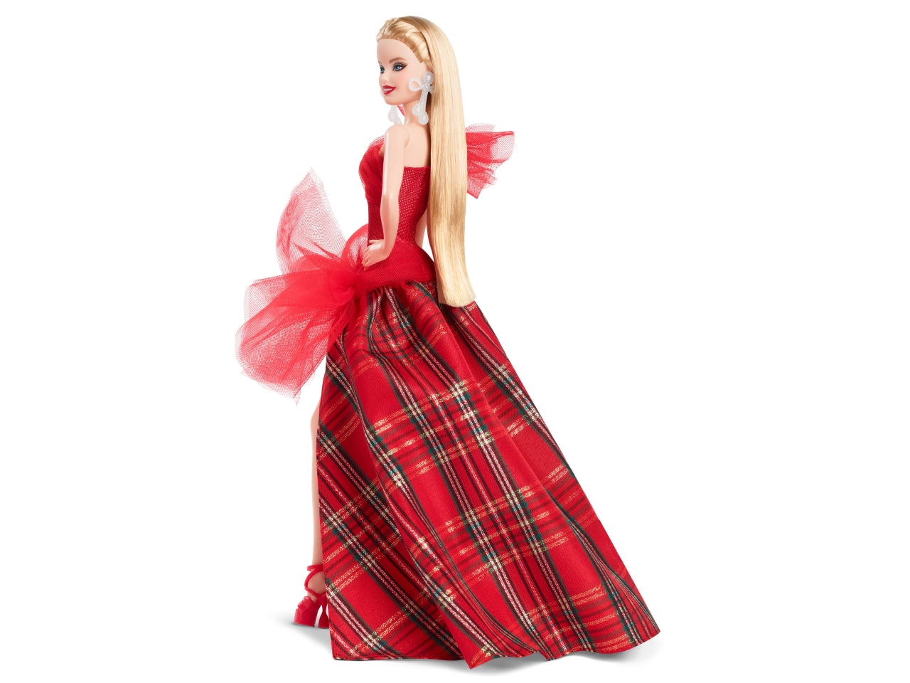 Barbie Magia delle Feste 2024, bambola bionda con abito e gonna a quadri, giocattolo per bambine, 6+ anni - Mattel