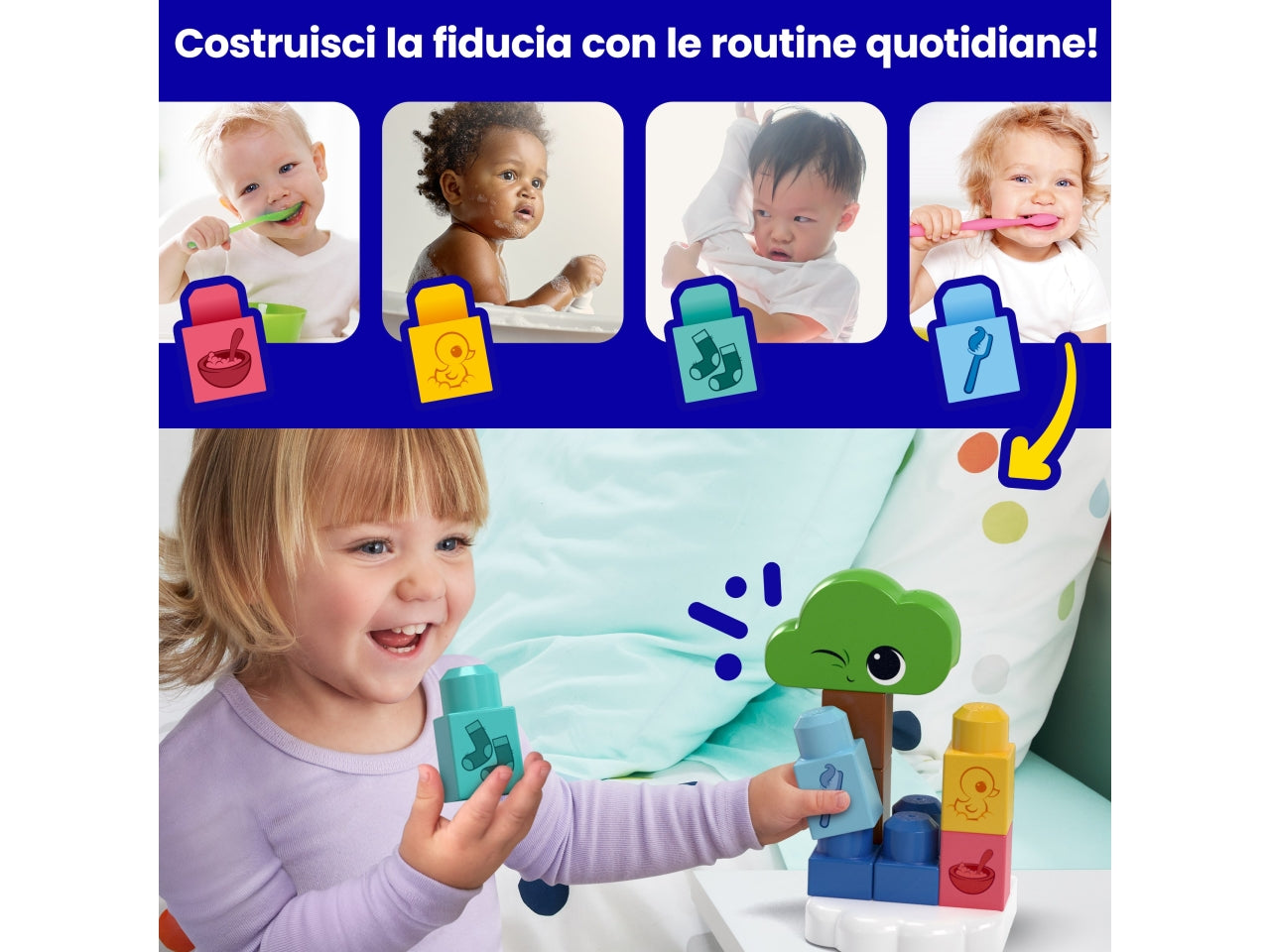 MEGA BLOKS Luce Notturna Rise & Snooze, set da costruire con 30 pezzi | Mattel
