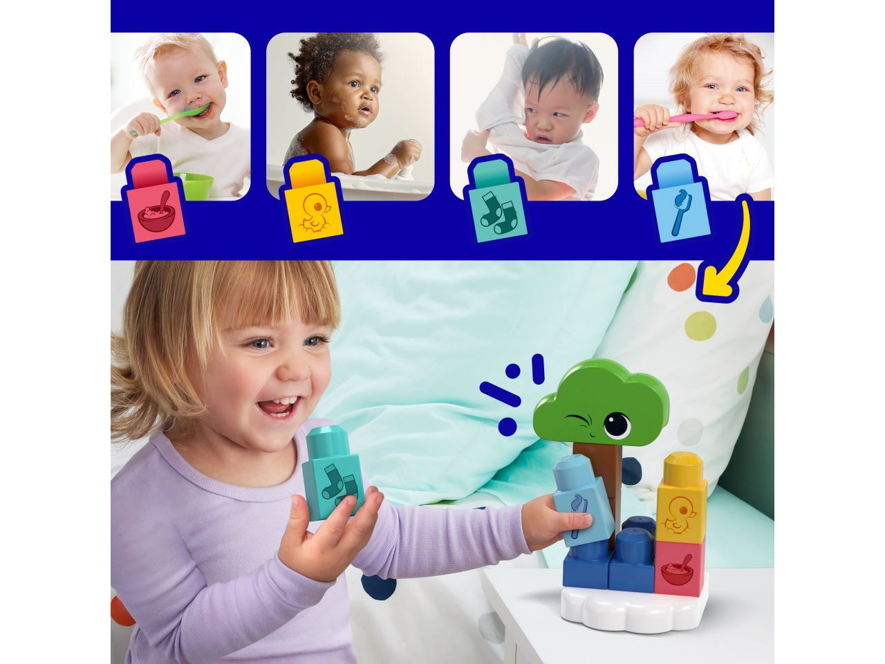 MEGA BLOKS Luce Notturna Rise & Snooze, set da costruire con 30 pezzi | Mattel