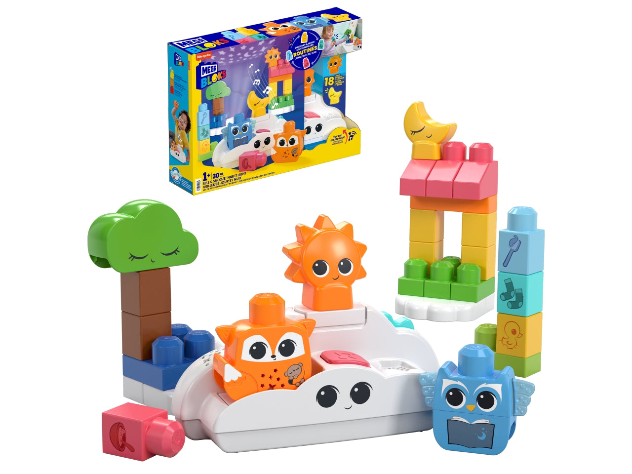 MEGA BLOKS Luce Notturna Rise & Snooze, set da costruire con 30 pezzi | Mattel