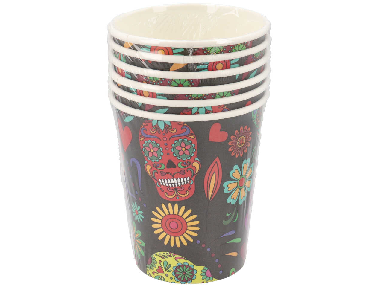 Tazza di cartone con figura di morte messicana set da 6 tazze