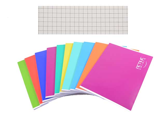 Quaderni maxi active rigatura 5mm 80gr color - assortiti - la confezione comprende 10 quaderni