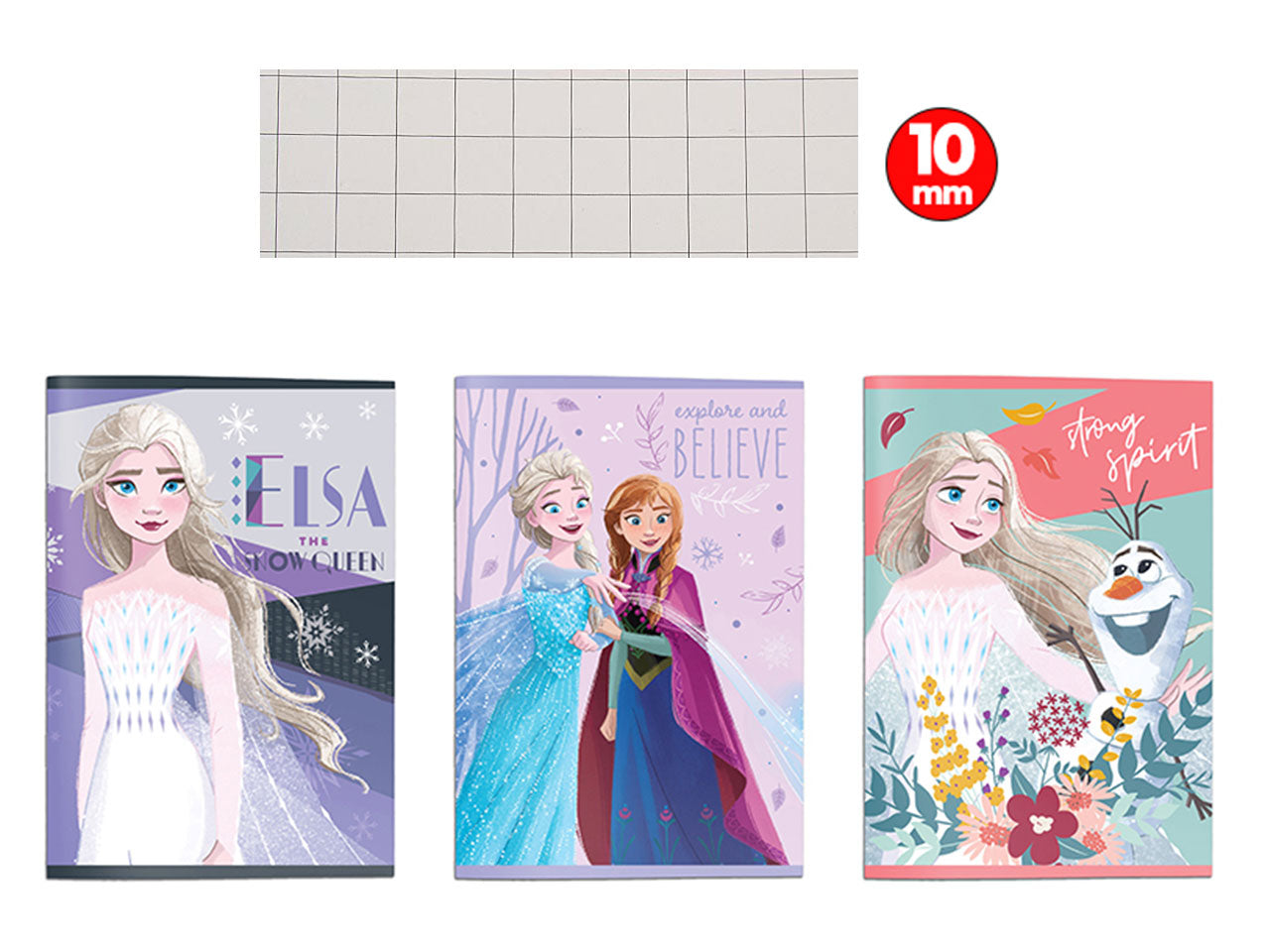 Quaderno maxi Frozen, confezione da 12 quaderni multicolor, rigatura 10mm, 21x29,7 cm - Dimagraf