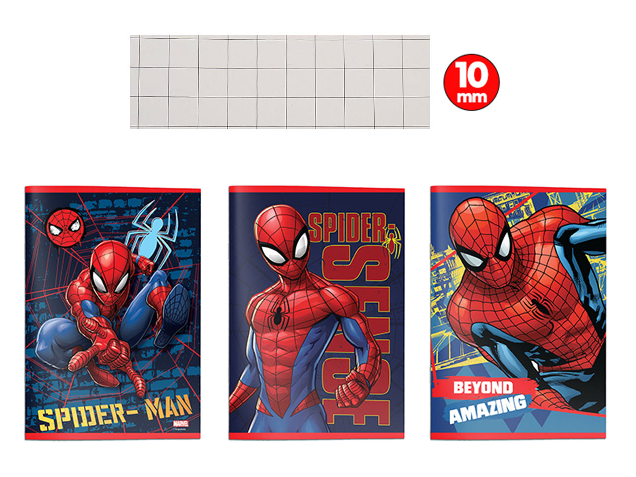 Quaderno maxi Spiderman, confezione da 12 quaderni multicolor, rigatura 10mm, 21x29,7 cm - Dimagraf