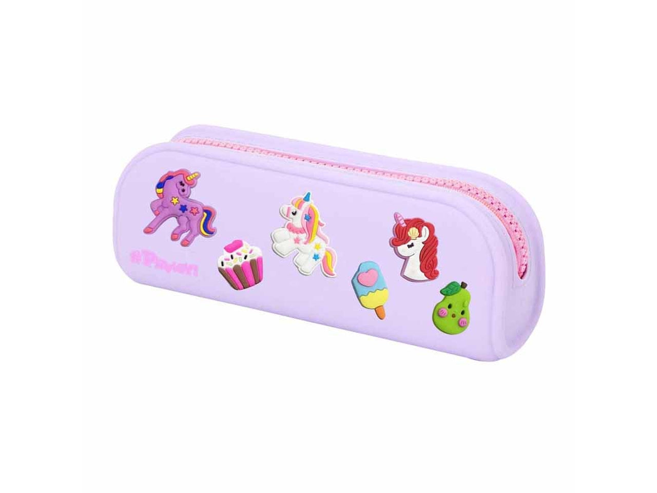 Astuccio in silicone con patches rosa con unicorni 19,5x8x5 cm - Dimagraf