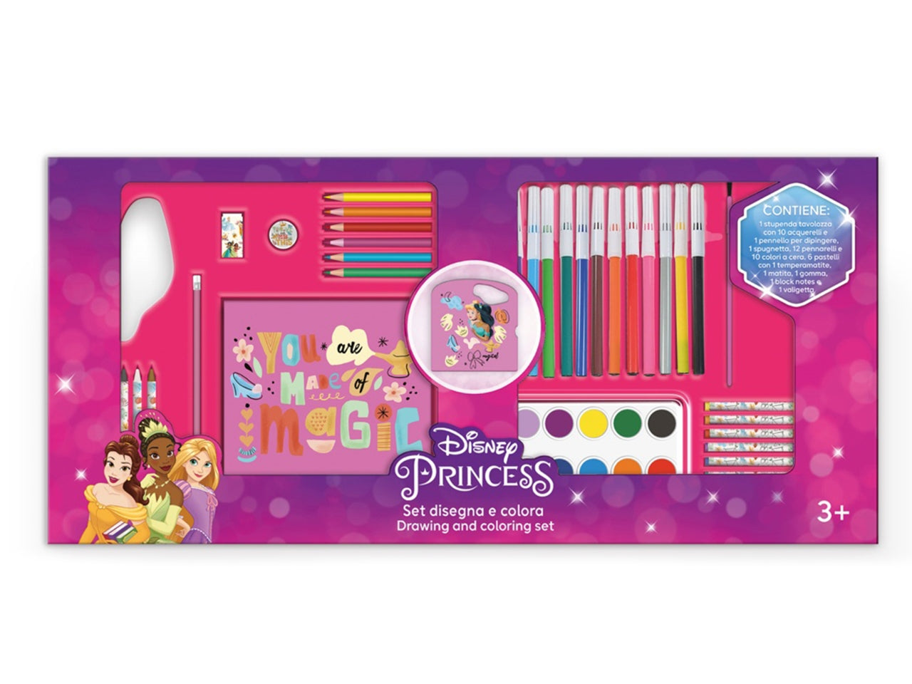 Kit disegna e colora Principesse 75x35 cm, 43 pezzi - Disney