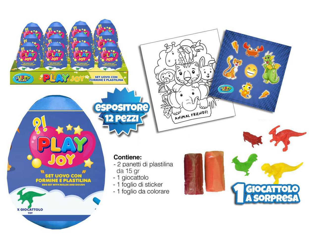 Uovo in plastica gioco bimbo celeste, animali, etÃ  +3 -  MC Group