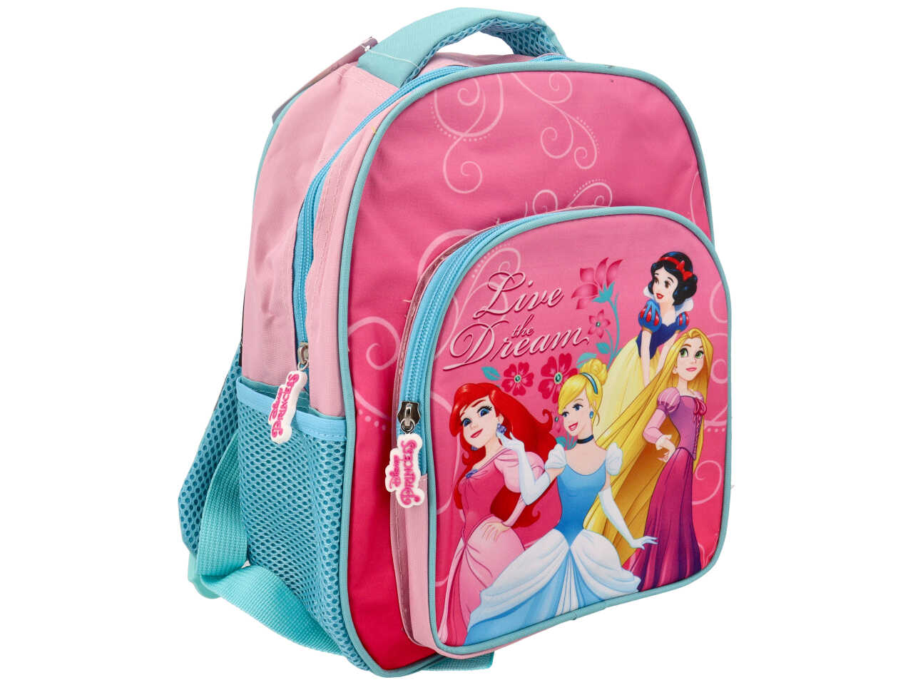 Zaino asilo Principesse per bambina in tessuto rosa e celeste 24x30x10 cm - MC Group