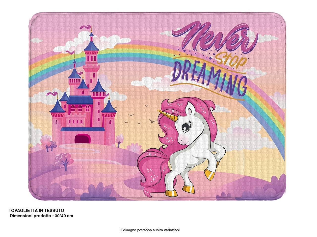 Tovaglietta americana Unicorno in poliestere rosa 40x30 cm - Mc Group