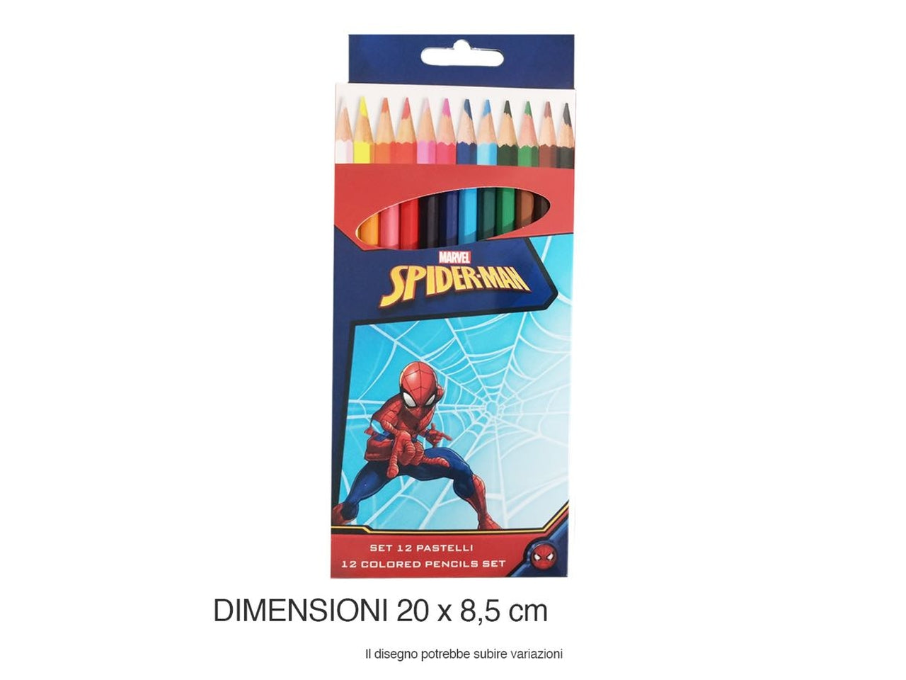 Matite colorate in legno Spiderman assortiti, confezione da 12 - Marvel