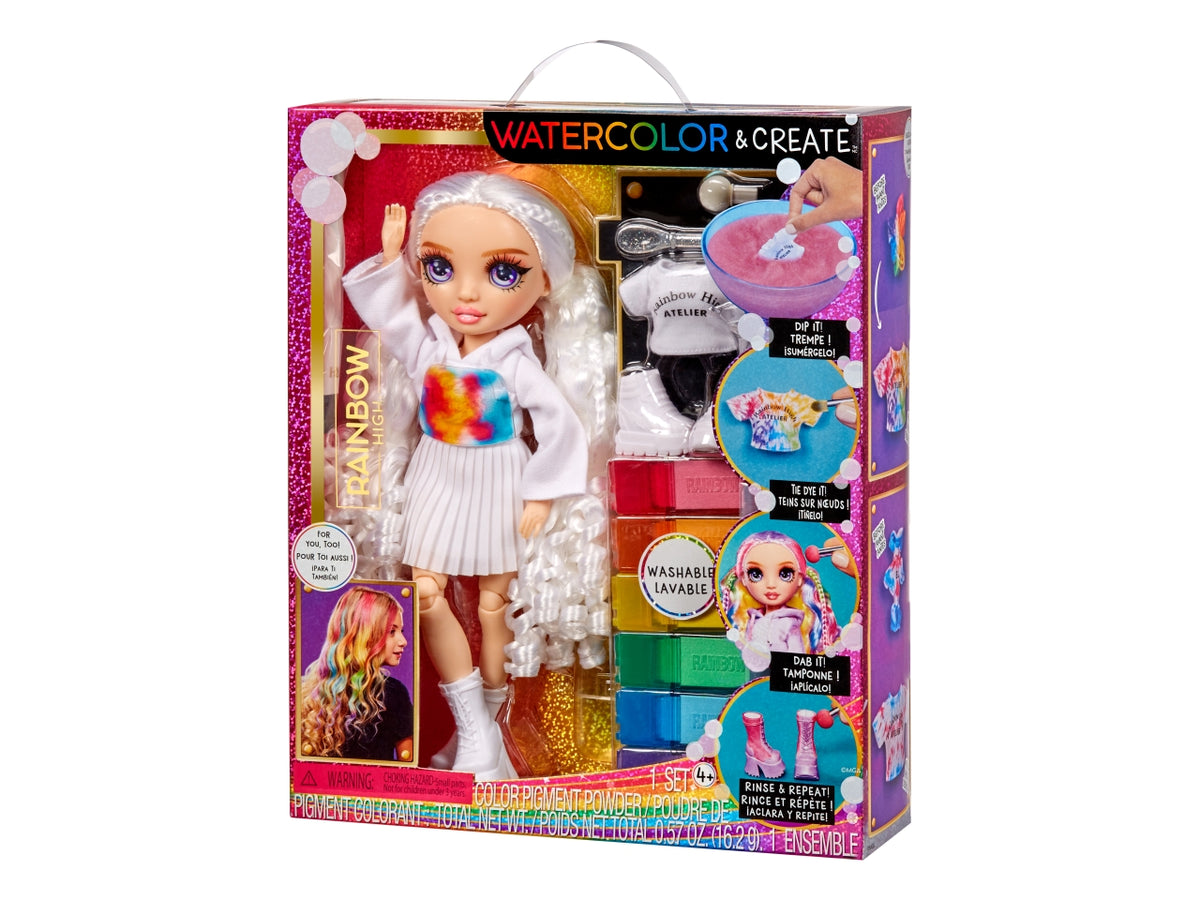 Rainbow High Watercolor & Create New Theme Dolls Purple Eyes: Bambola Fashion Multicolor con Abiti e Accessori per Personalizzazione, Gioco Unisex per Bambini 4+ | MGA Entertainment $