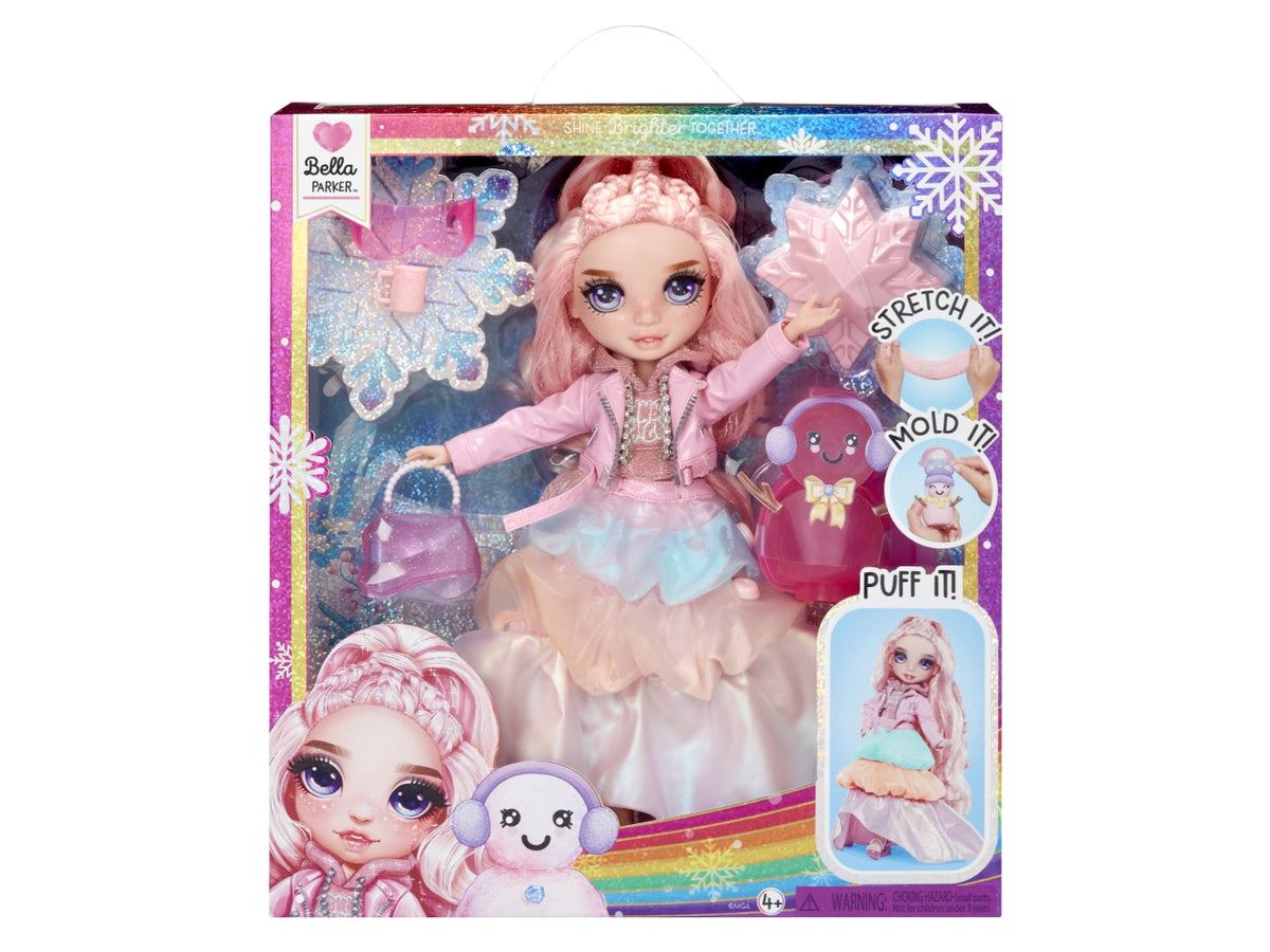 Rainbow High Winter Wonderland Doll Bella: Bambola Fashion Rosa di 28 cm con Abiti Invernali, Accessori e Kit Pupazzo di Neve, Gioco Unisex per Bambini 4+ | MGA Entertainment