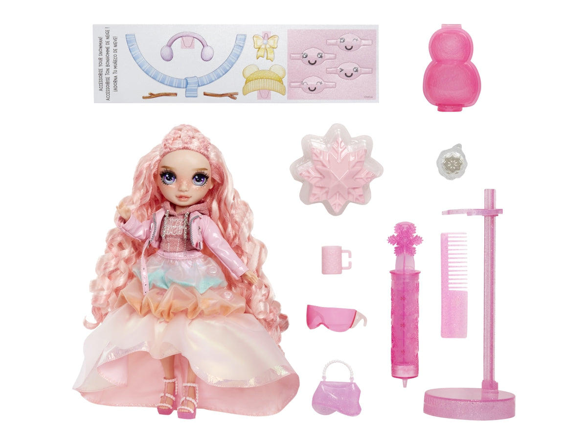 Rainbow High Winter Wonderland Doll Bella: Bambola Fashion Rosa di 28 cm con Abiti Invernali, Accessori e Kit Pupazzo di Neve, Gioco Unisex per Bambini 4+ | MGA Entertainment