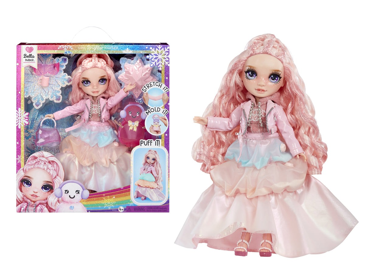 Rainbow High Winter Wonderland Doll Bella: Bambola Fashion Rosa di 28 cm con Abiti Invernali, Accessori e Kit Pupazzo di Neve, Gioco Unisex per Bambini 4+ | MGA Entertainment