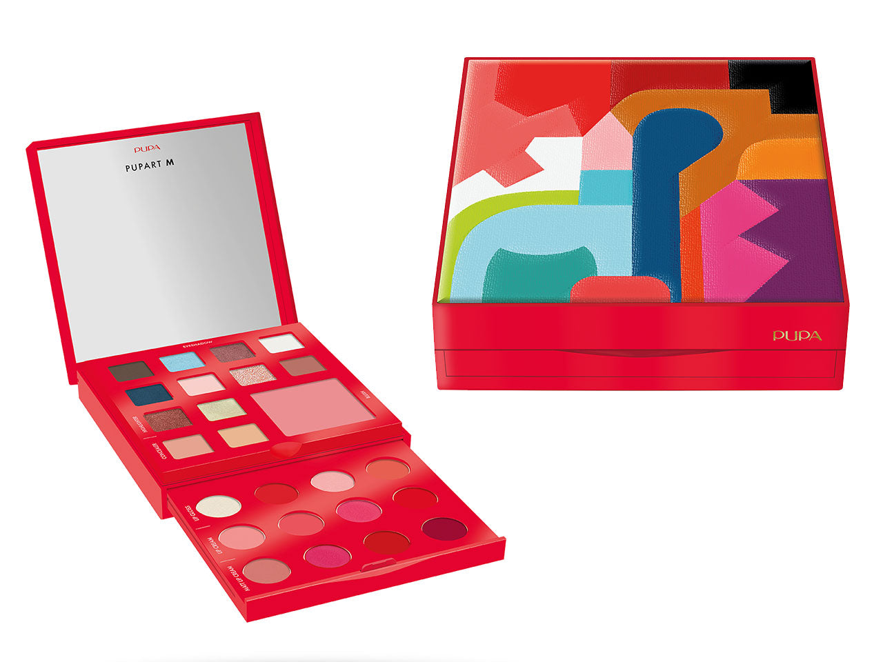 Trousse Pupart Medium Red Palette make-up per trucco viso, occhi e labbra | Pupa