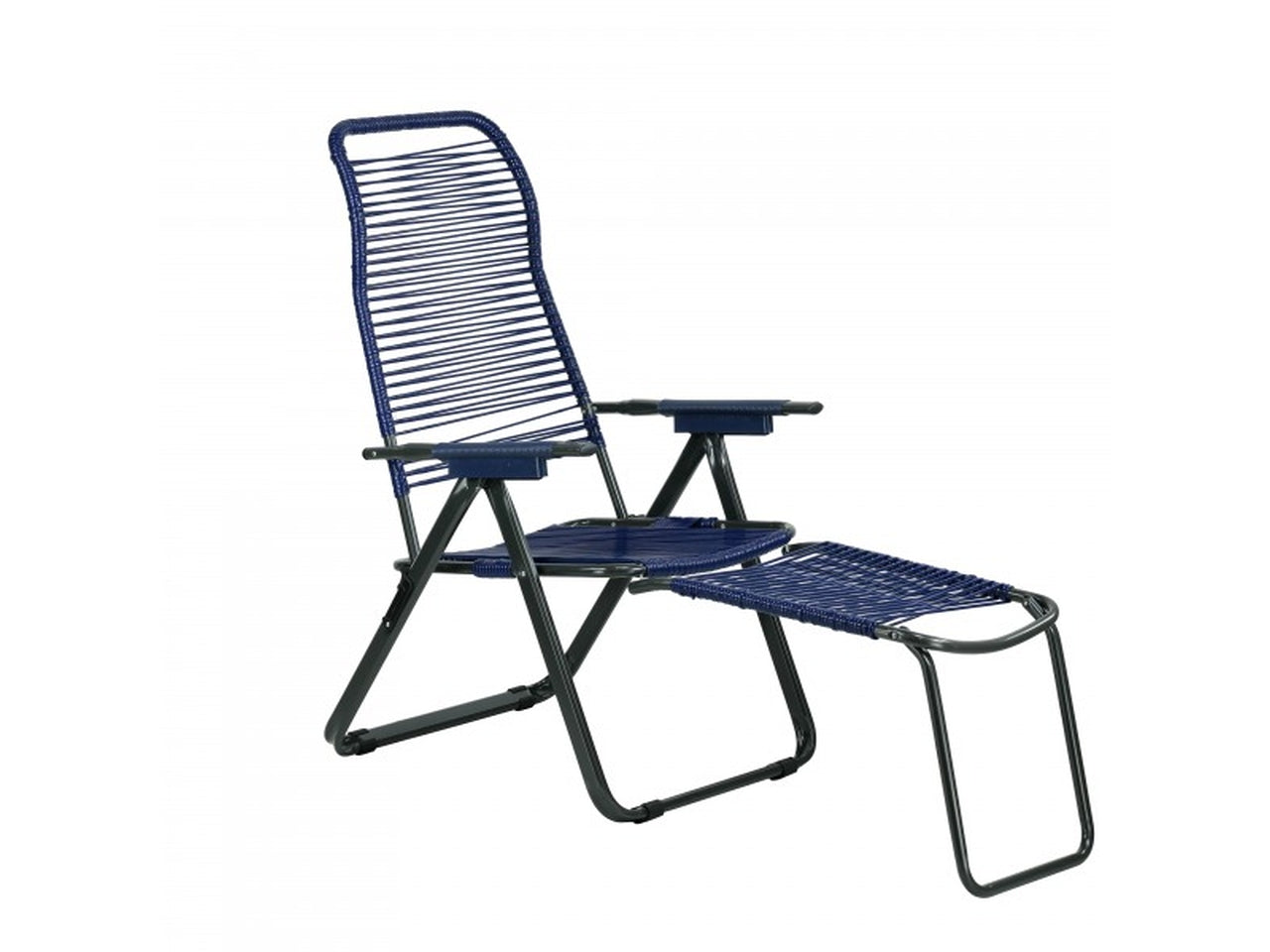 Sdraio pieghevole cordonata in PVC con 5 posizioni regolabili e poggiapiedi ,struttura in acciaio - colori assortiti