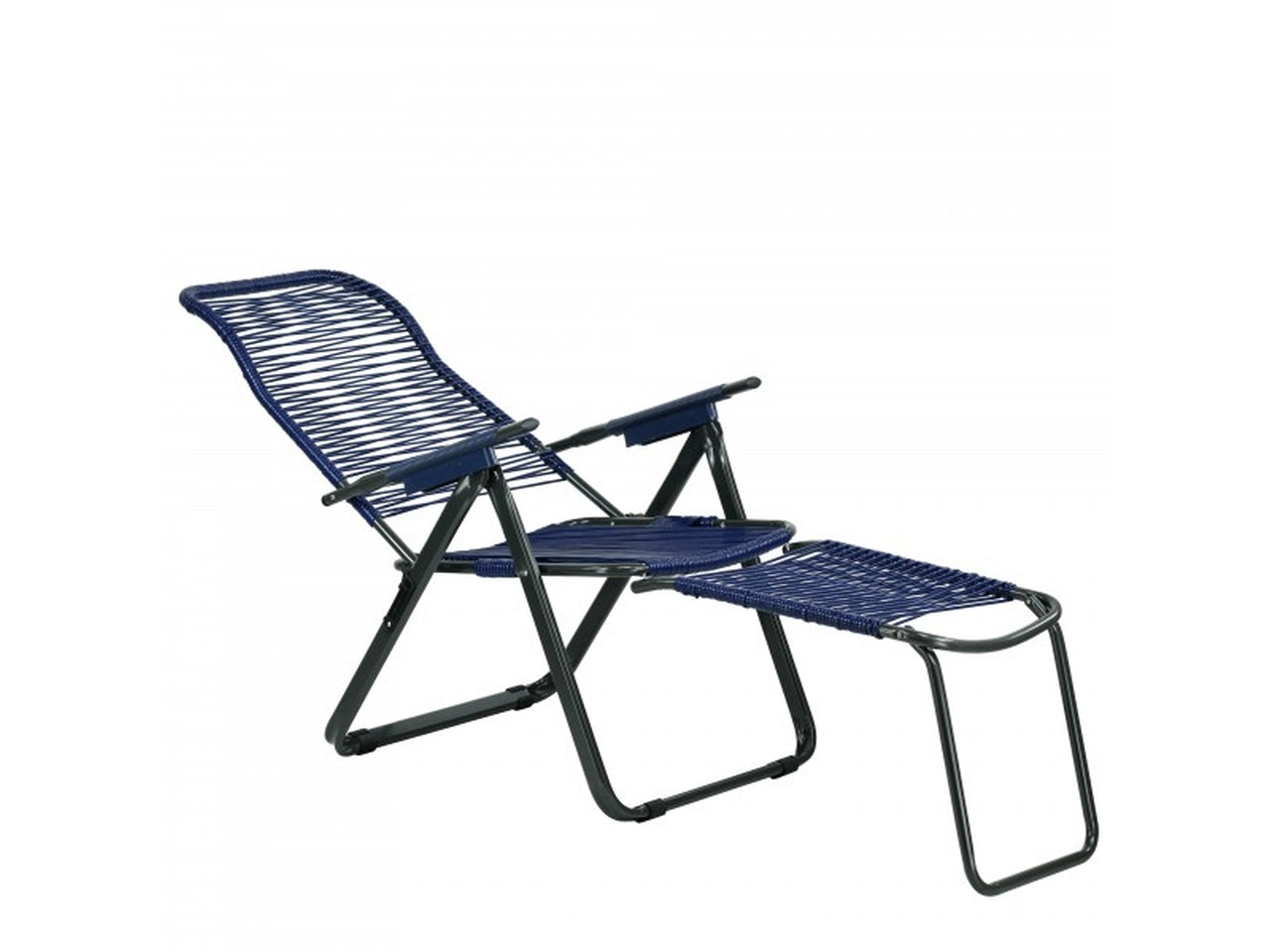 Sdraio pieghevole cordonata in PVC con 5 posizioni regolabili e poggiapiedi ,struttura in acciaio - colori assortiti