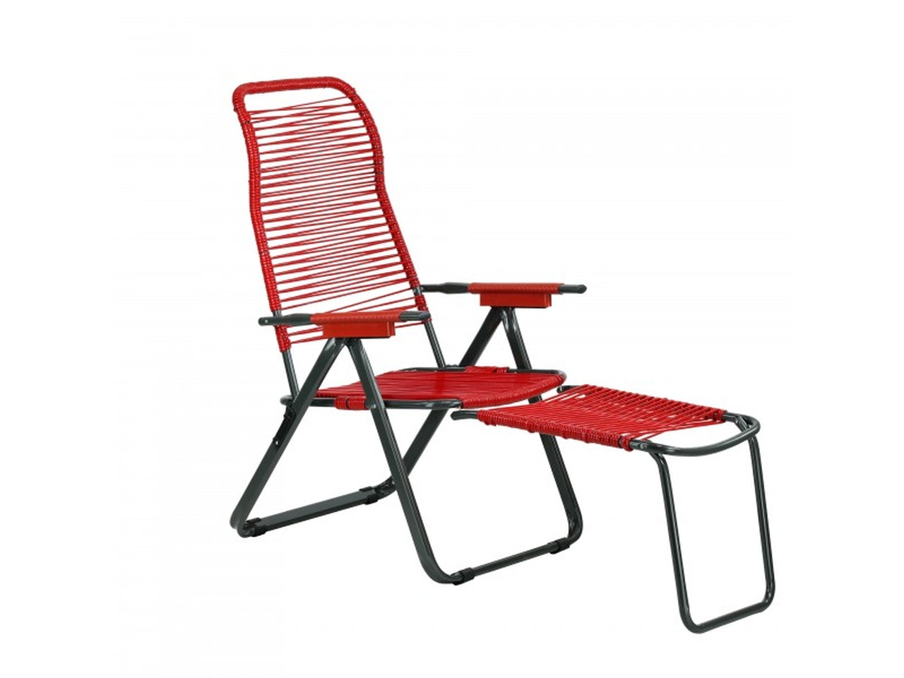 Sdraio pieghevole cordonata in PVC con 5 posizioni regolabili e poggiapiedi ,struttura in acciaio - colori assortiti