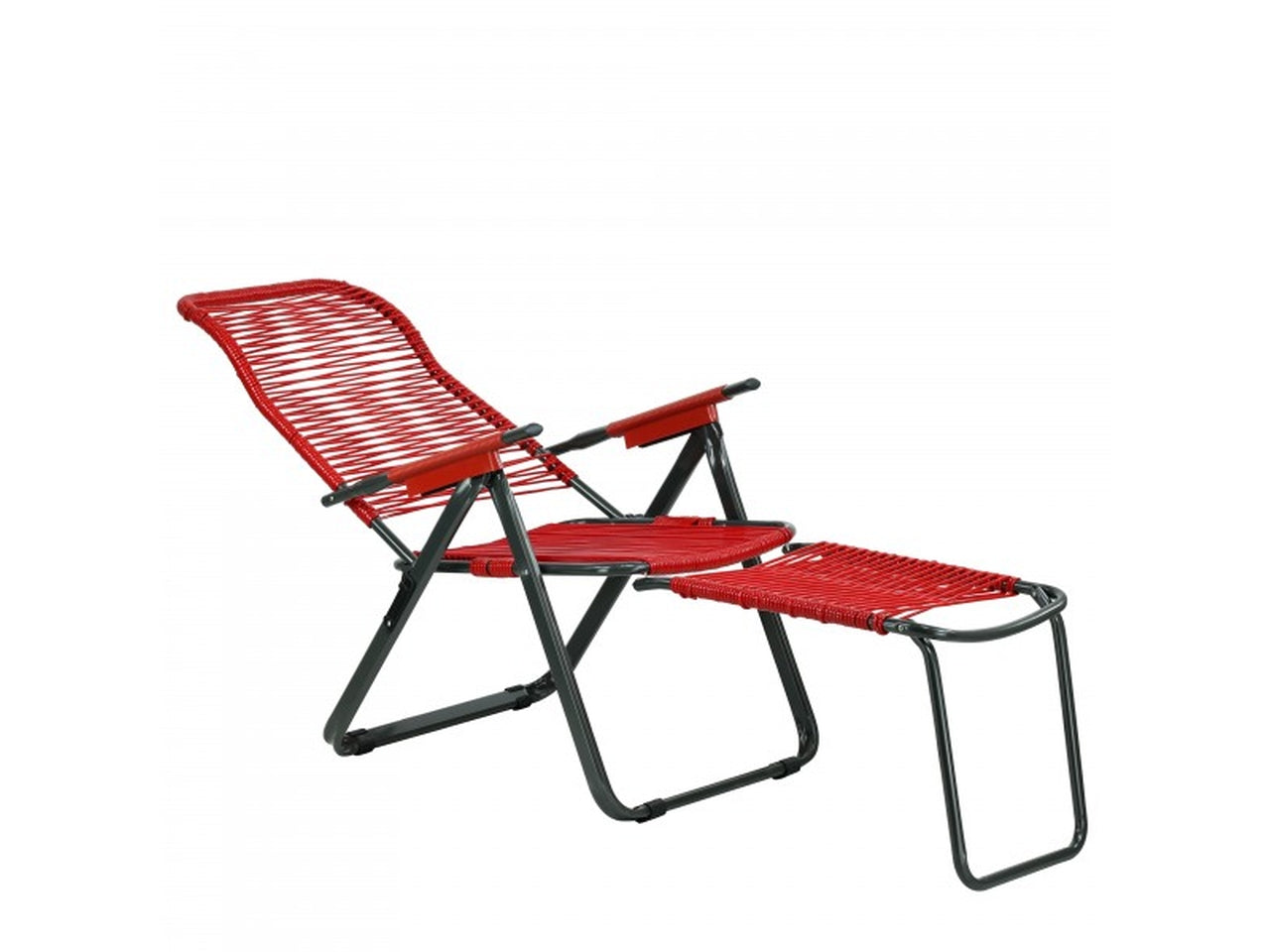 Sdraio pieghevole cordonata in PVC con 5 posizioni regolabili e poggiapiedi ,struttura in acciaio - colori assortiti