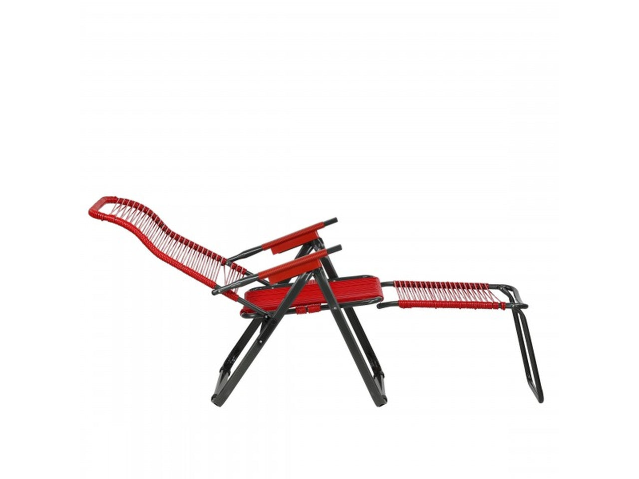 Sdraio pieghevole cordonata in PVC con 5 posizioni regolabili e poggiapiedi ,struttura in acciaio - colori assortiti
