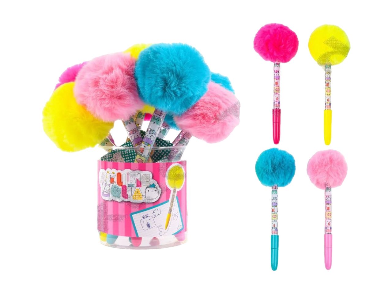 Cubie squad penna cristal pompom disponibile in 4 colori
