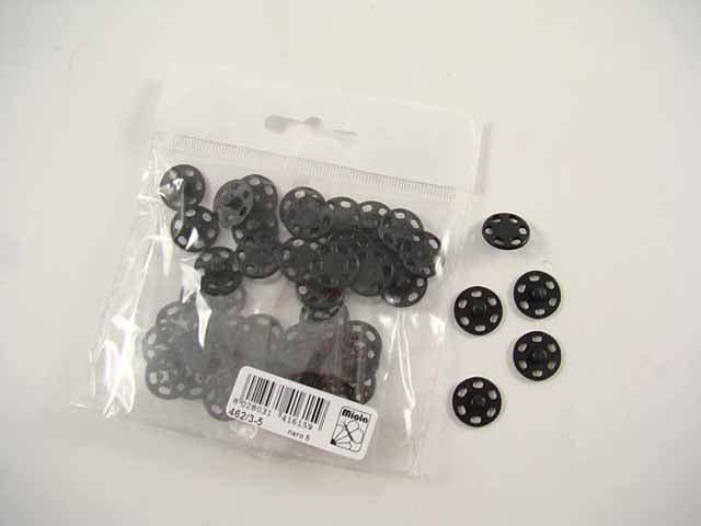 Bottoni aut.15mm plas.25 pezzi neri 462/3-5