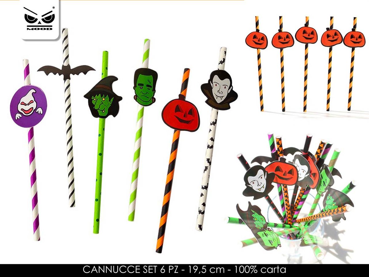 Cannucce halloween in carta confezione da 6pezzi